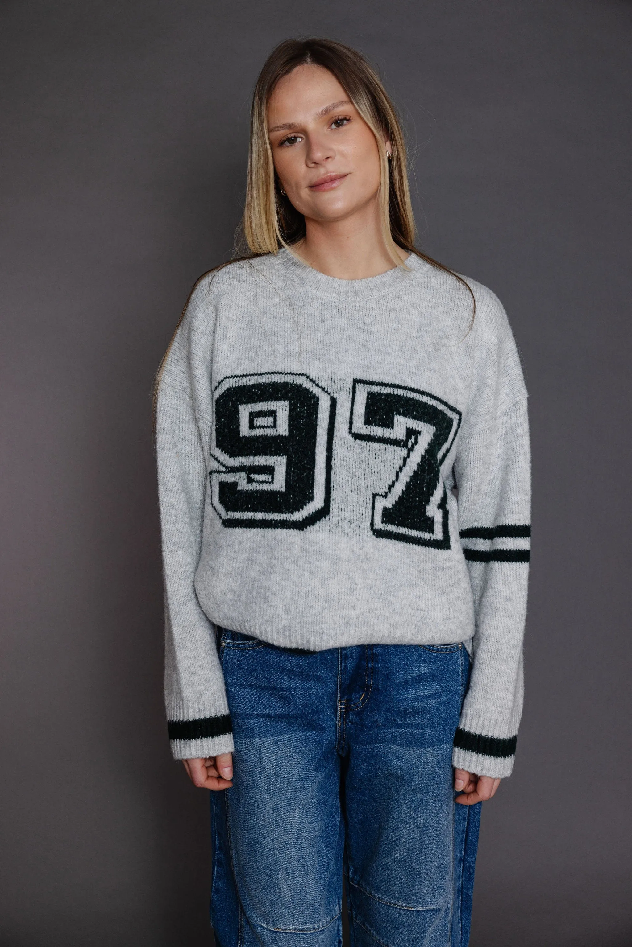 90's Chic Sweater in Melange Grey