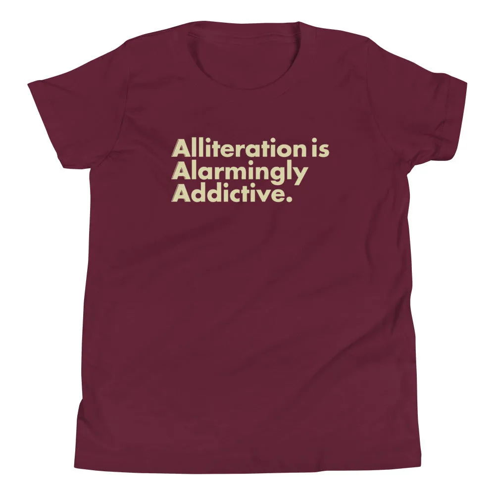 Alliteration Is Alarmingly Addictive Kid's Youth Tee