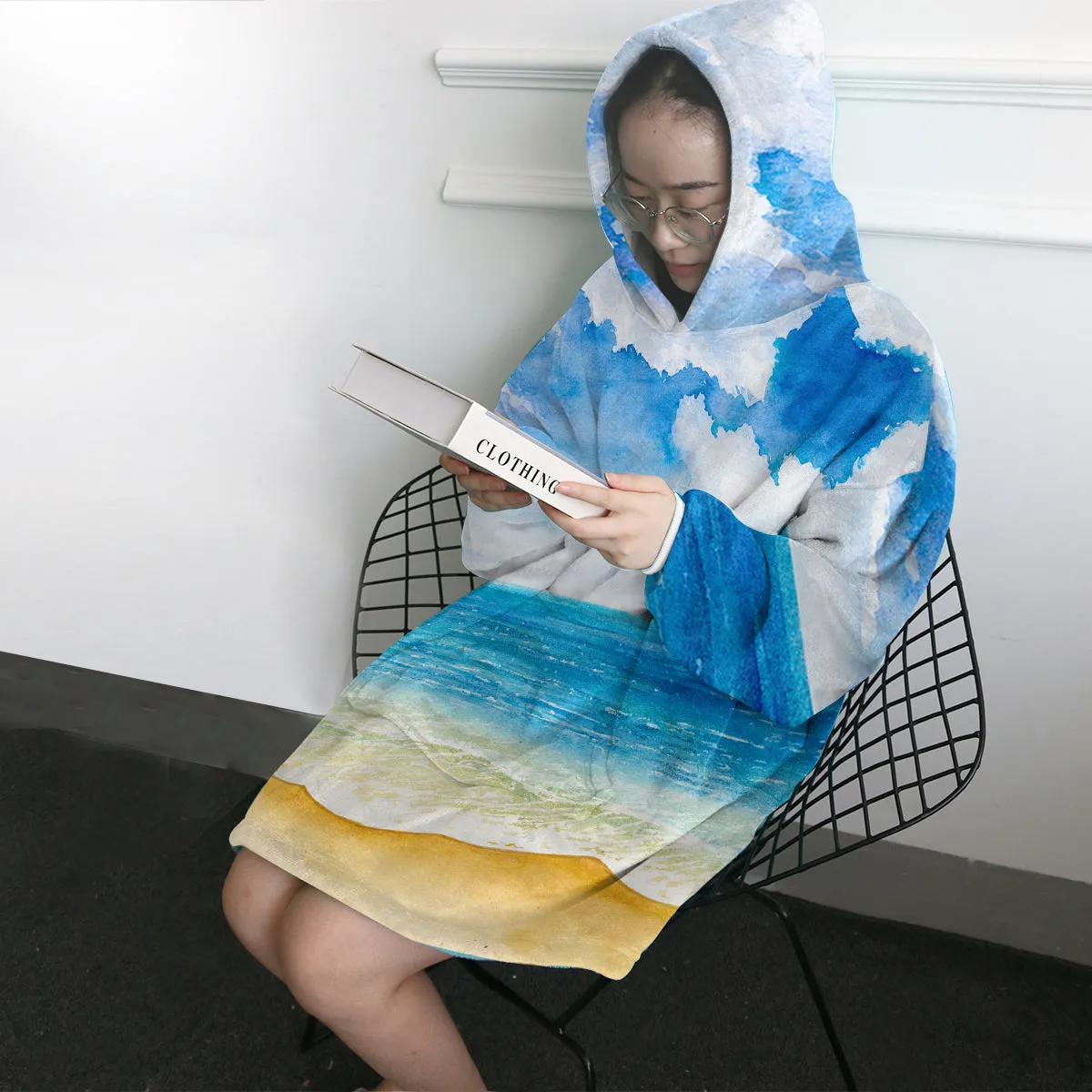 Beach Painting Wearable Blanket Hoodie