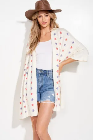 Blue and Red Stars Kimono Cardigan