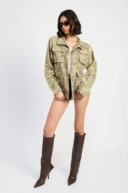 Camo Twill Jacket with Flap Pockets