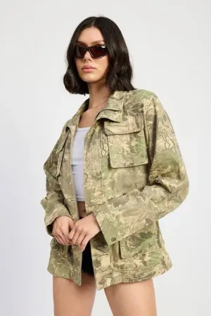 Camo Twill Jacket with Flap Pockets