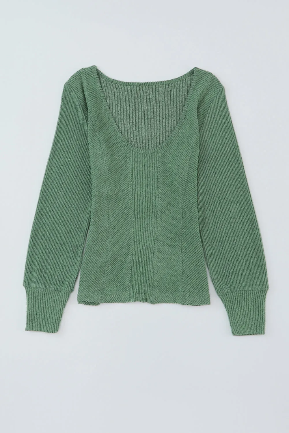 Casual Green Long Sleeve Top