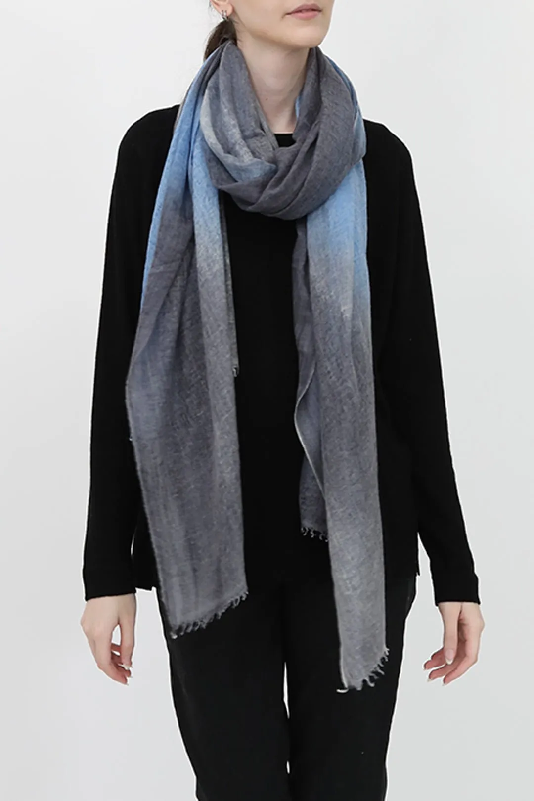 CHARCOAL MAVI SCARF IN HAND DYED CASHMERE