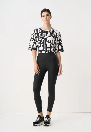 Choice Monogram Print High Waist Legging Pant Black