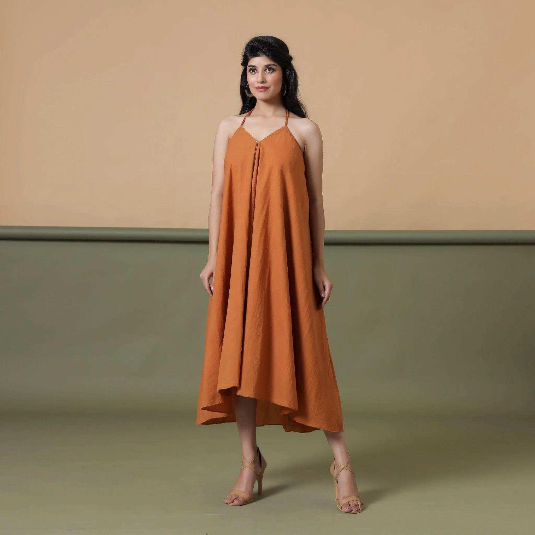 Convertible 3-Way Rust Tie-Dye Cotton Skirt Dress