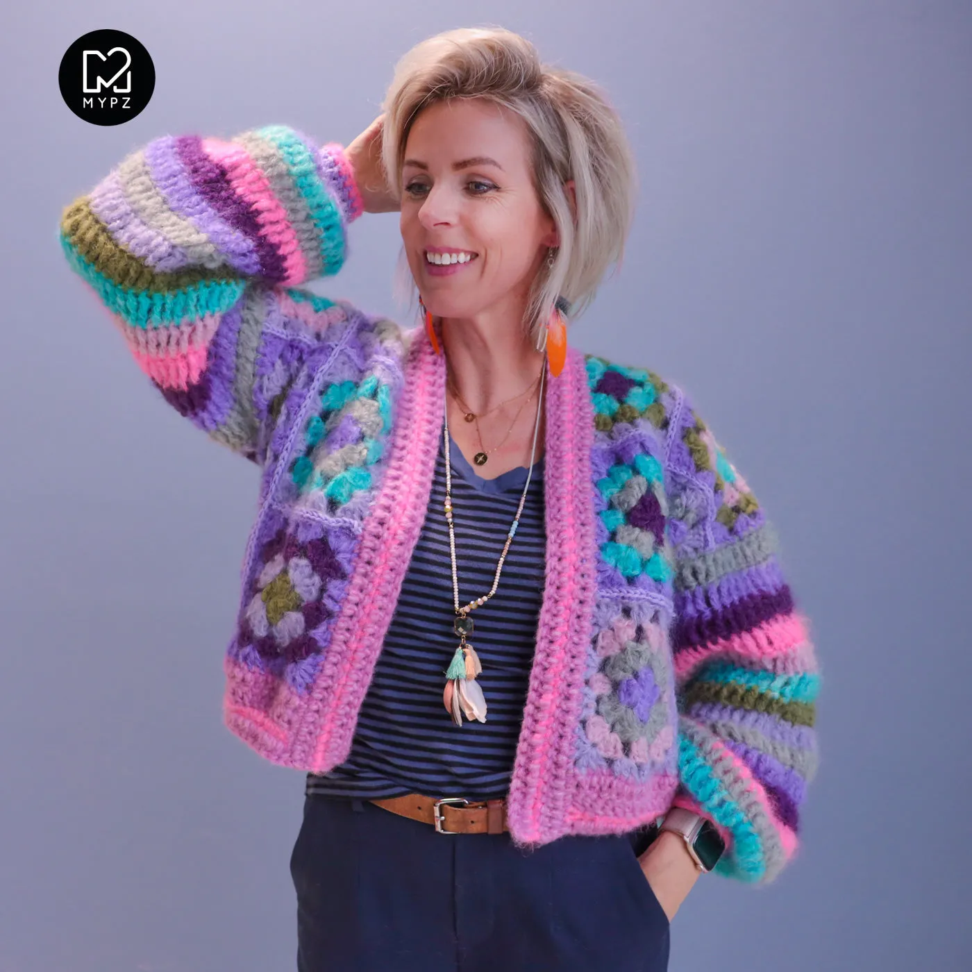 Crochet pattern - MYPZ Granny mohair cardigan Purple Candy (ENG-NL-DE)