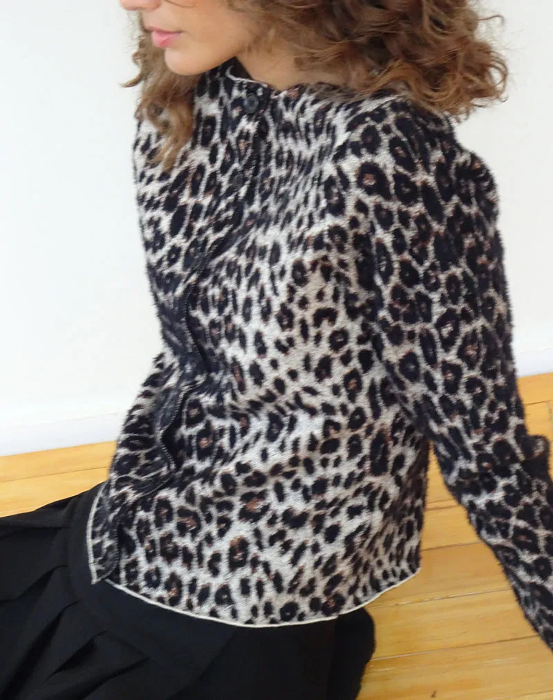 Darlene Knit Cardigan in Soft Knit Leopard Brown