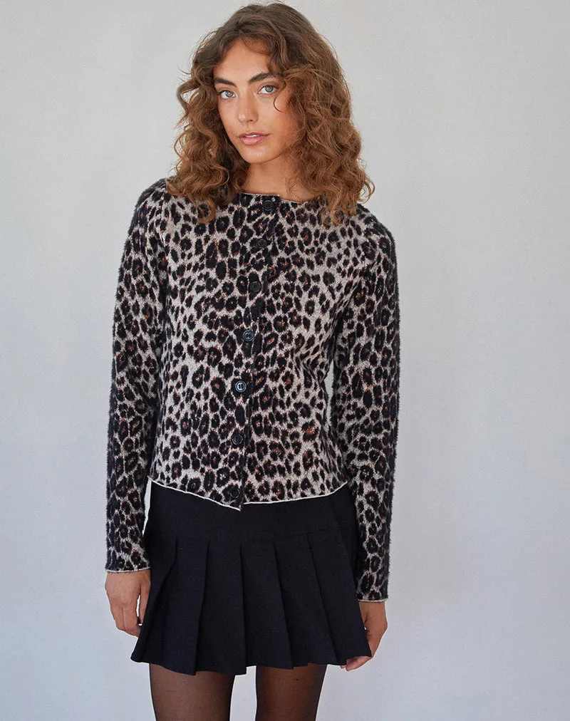 Darlene Knit Cardigan in Soft Knit Leopard Brown