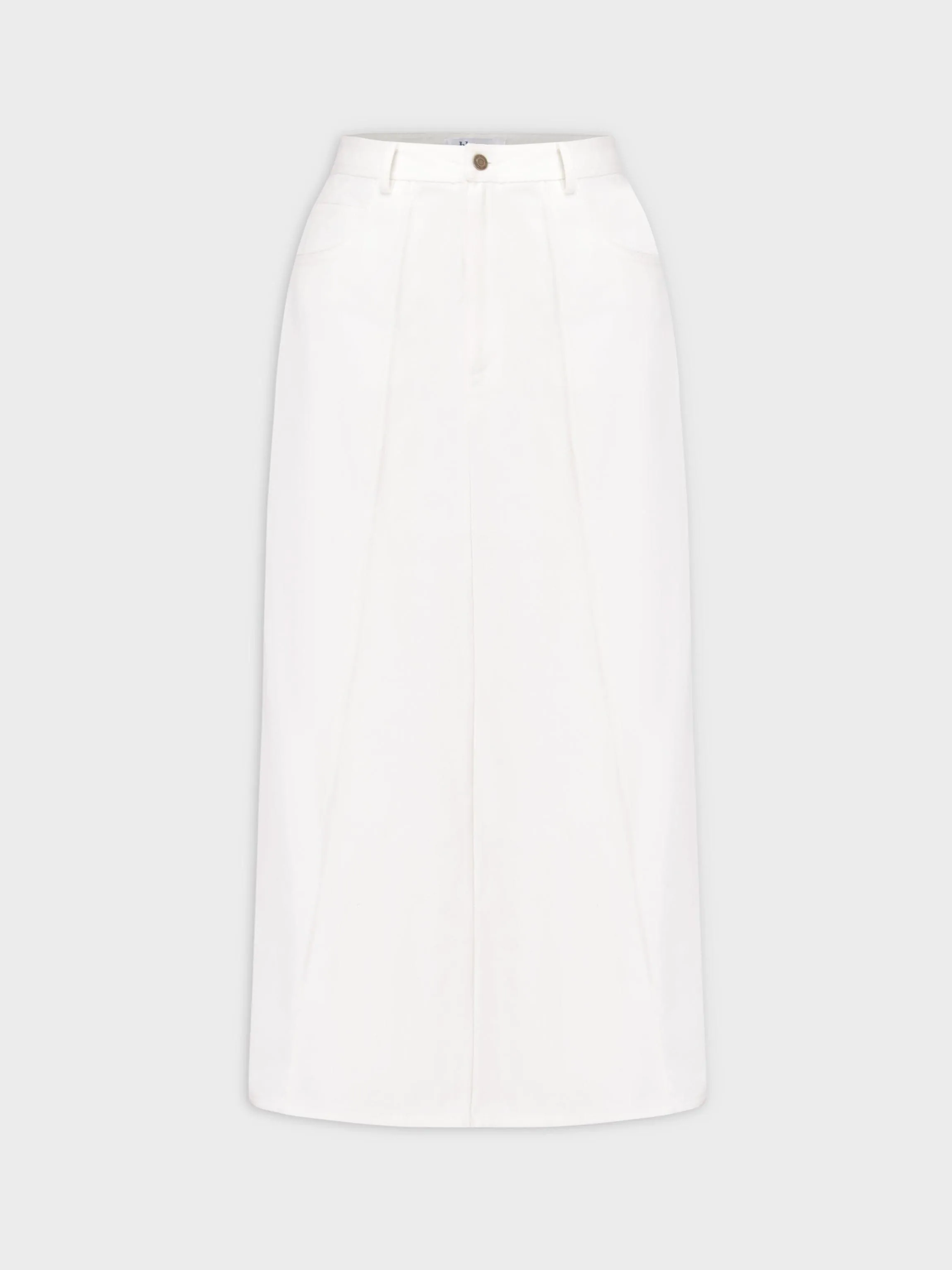 Denim Seamed Skirt-White