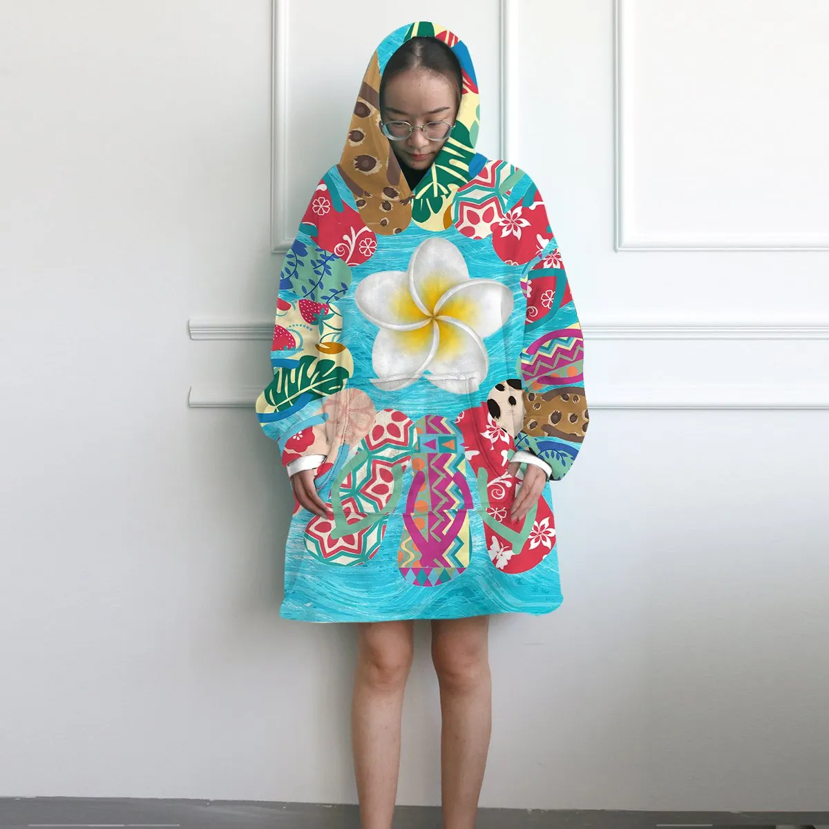 Flip Flop Flower Wearable Blanket Hoodie