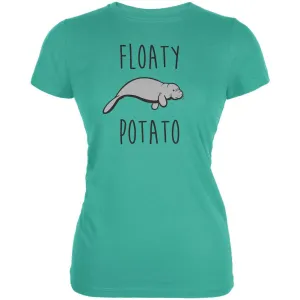 Floaty Potato Manatee Teal Juniors Soft T-Shirt