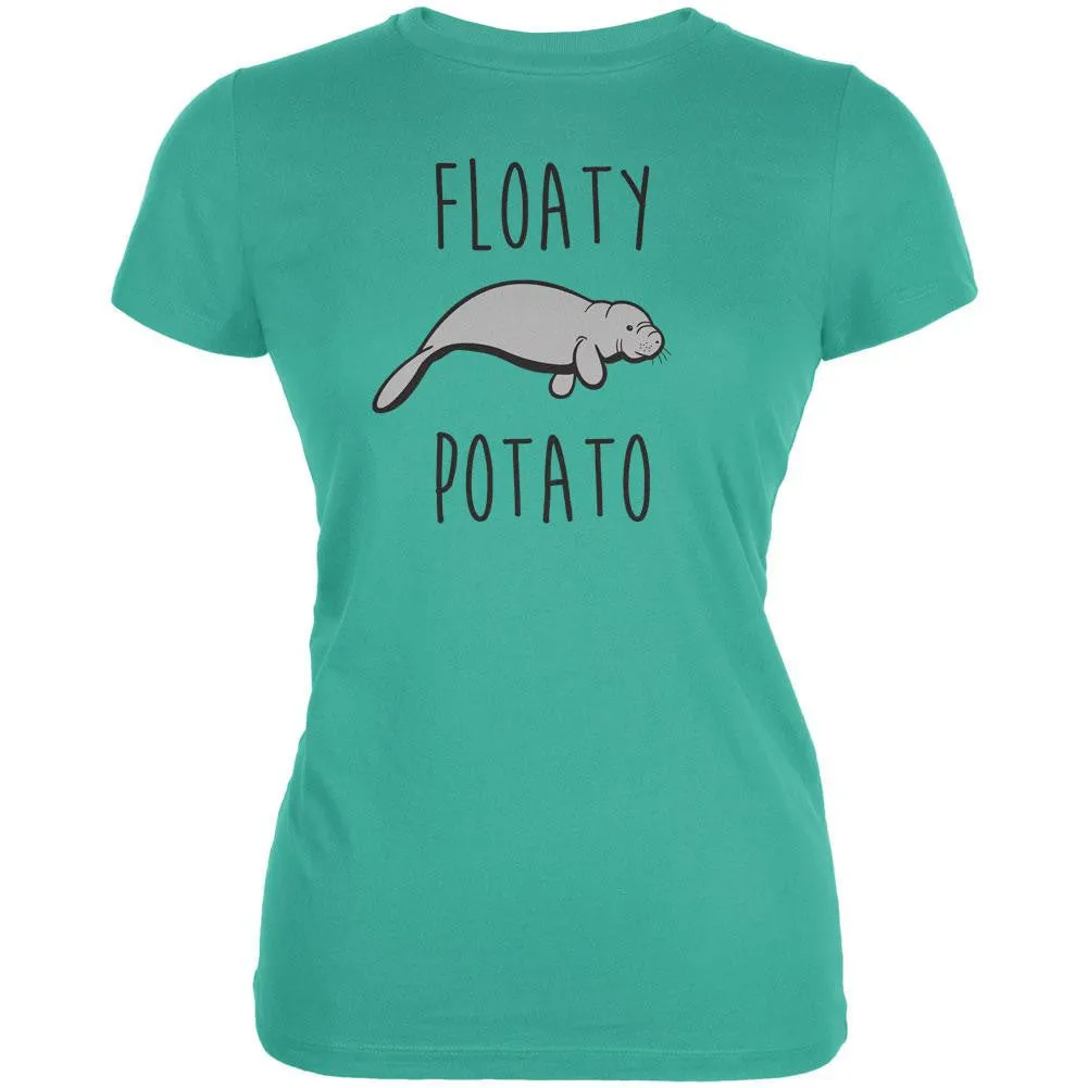 Floaty Potato Manatee Teal Juniors Soft T-Shirt