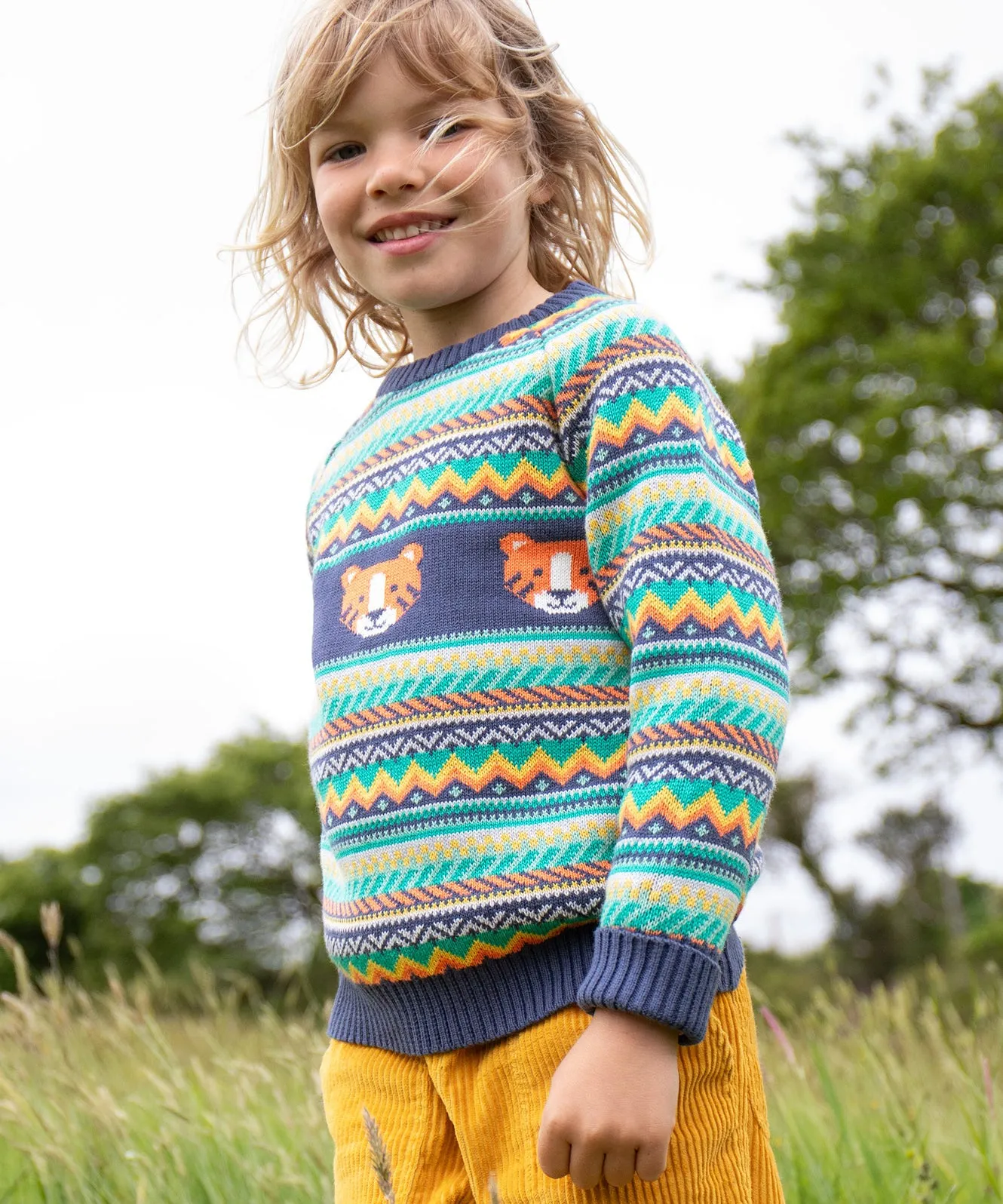 Frugi Fowey Fairisle Knitted Jumper - Tiger