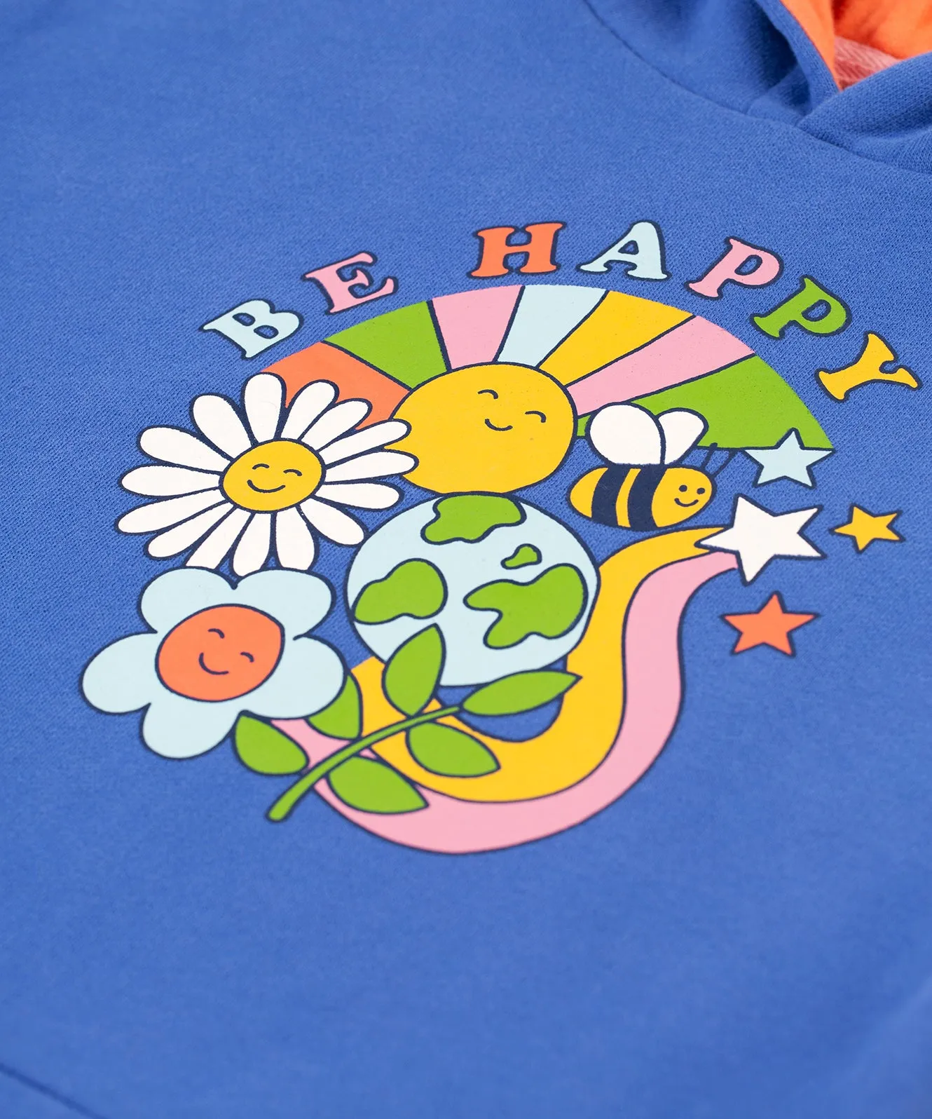 Frugi Lissie Oversized Hoodie - Blue Tang/Be Happy