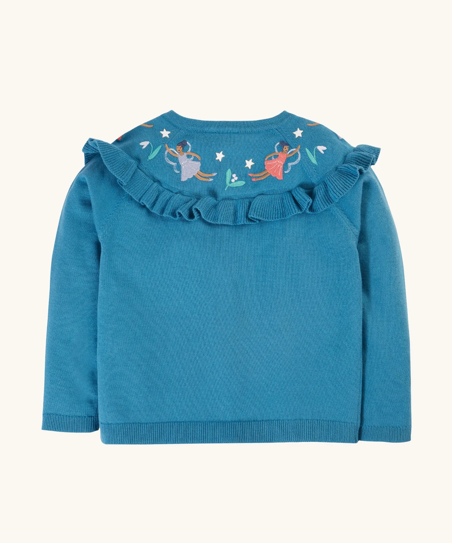 Frugi Romi Ruffle Cardigan - Deep Water/Fairies