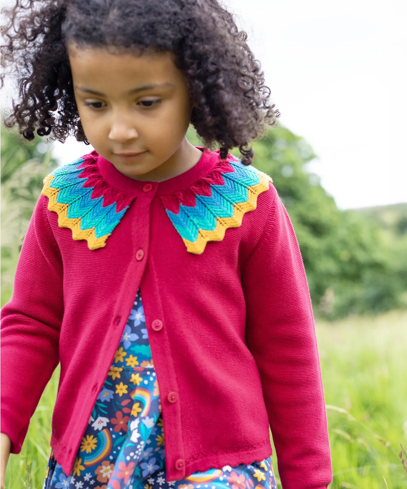 Frugi Wrenly Collared Cardigan - Lingonberry