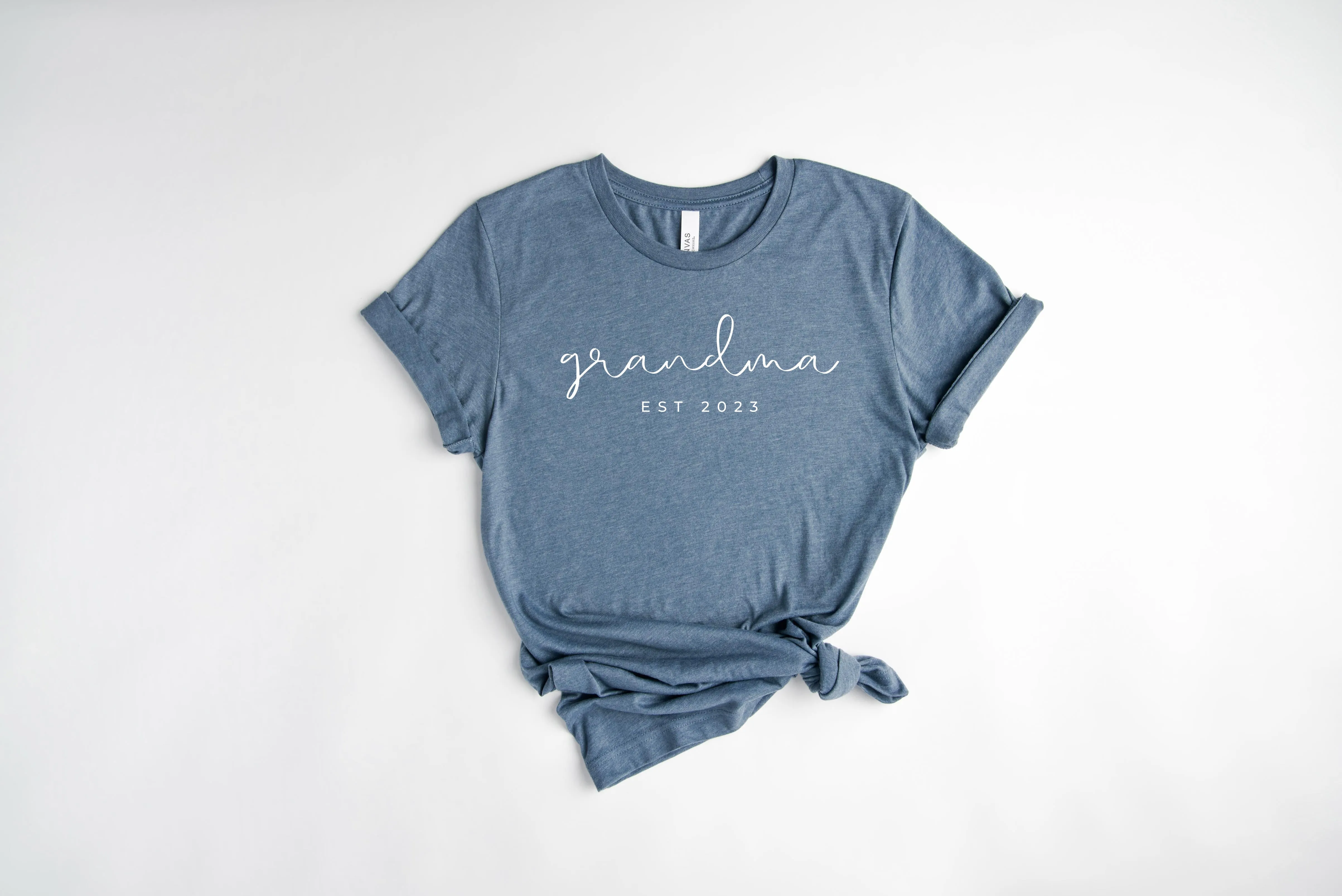 Grandma Est year Personalization Classic Soft Short Sleeve Shirt (Cursive)