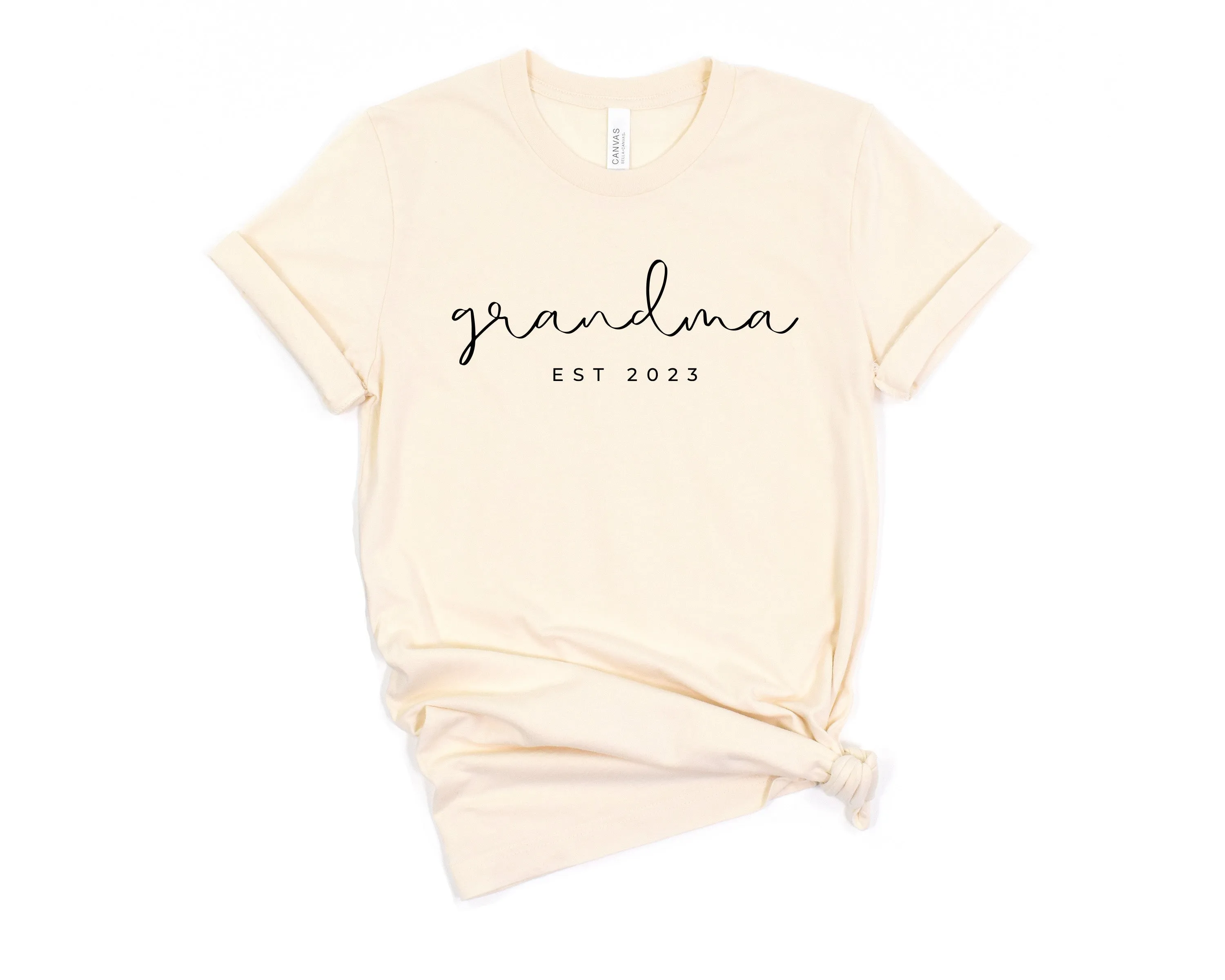 Grandma Est year Personalization Classic Soft Short Sleeve Shirt (Cursive)