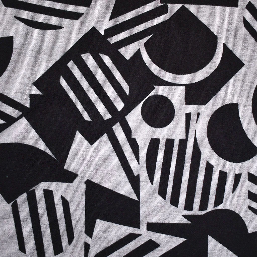 Graphic Geometric Soft Double Knit Black/Silver Grey