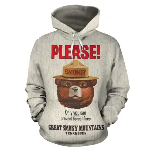 Great Smoky Mountains, Tennessee - Smokey Bear - Vintage Poster Hoodie - BN14