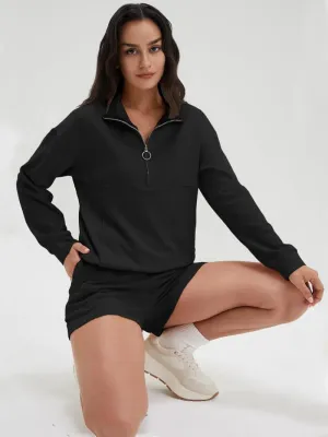 Half Zip Oversized Sweatshirt & Shorts Tracksuit