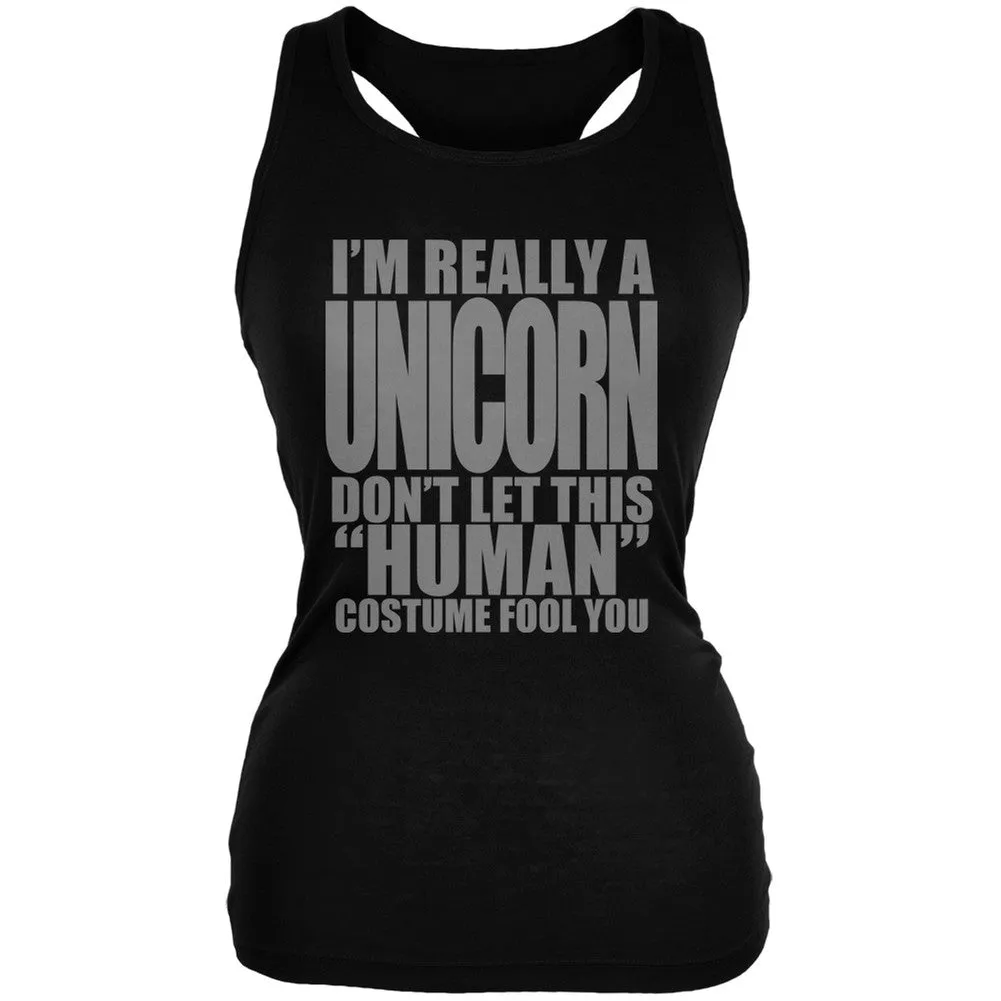 Halloween Human Unicorn Costume Black Juniors Soft Tank Top