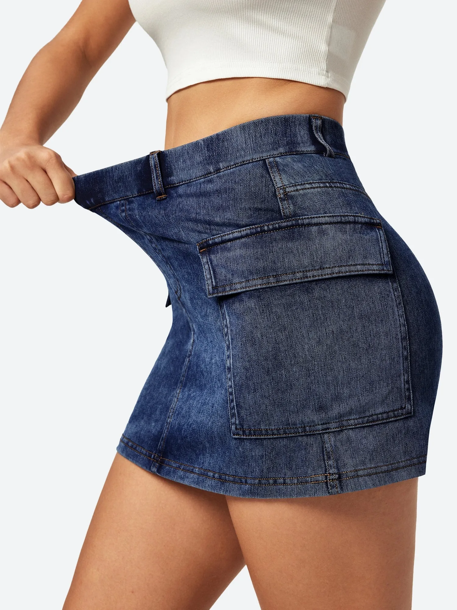 IUGA FlexDenim™ High Stretch Denim Jean Skirt With Pockets