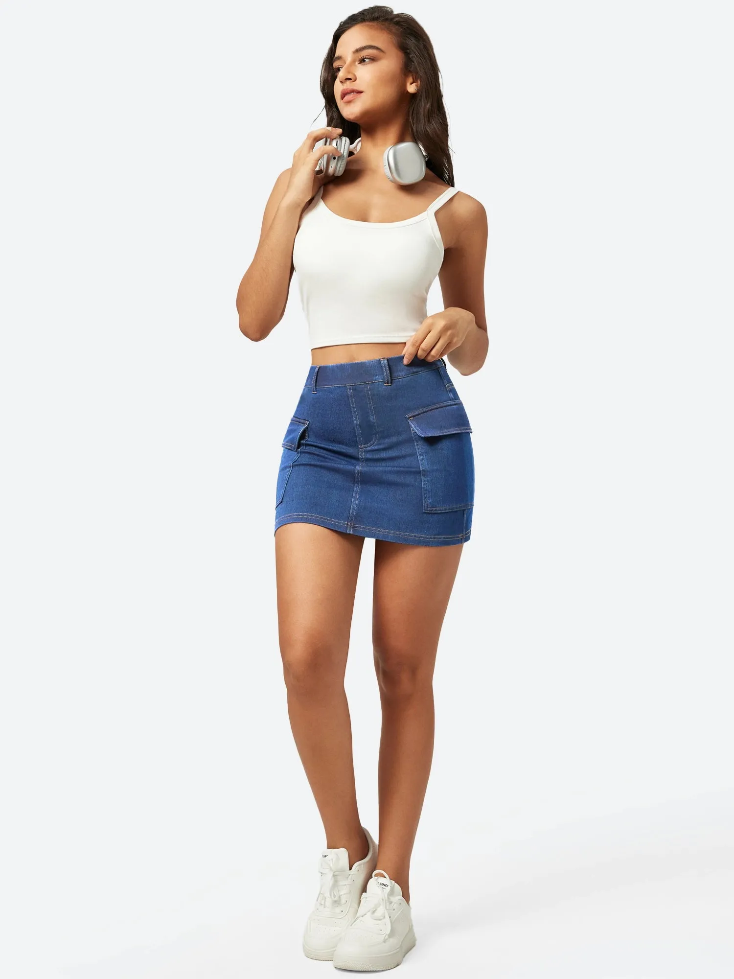 IUGA FlexDenim™ High Stretch Denim Jean Skirt With Pockets