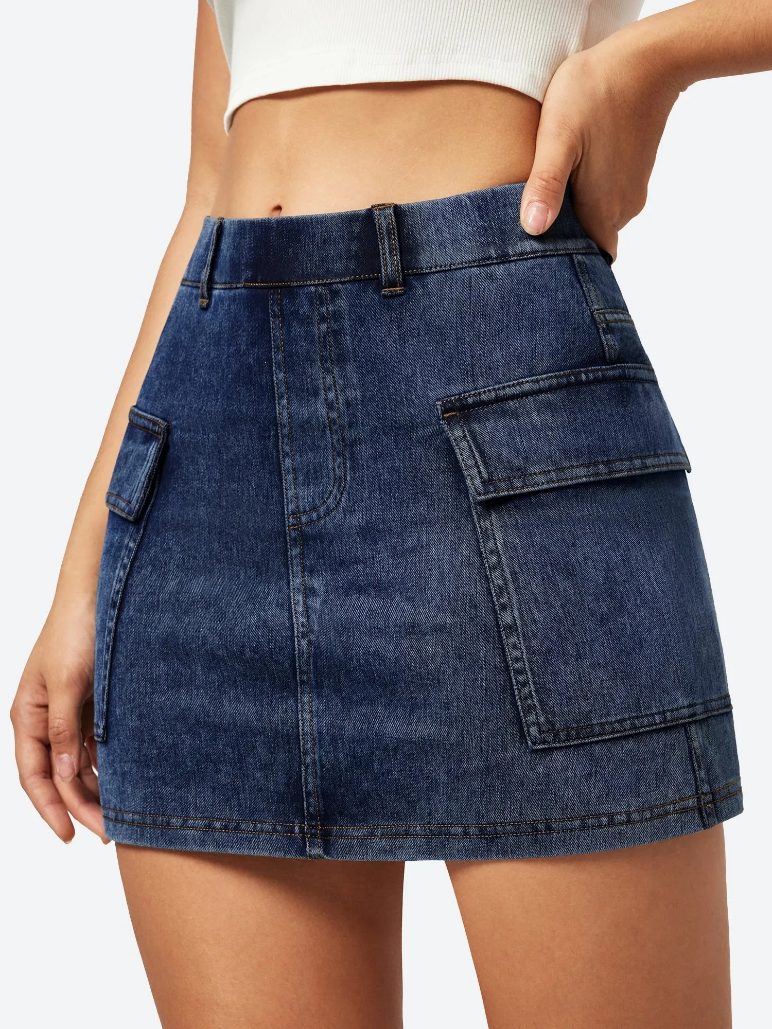 IUGA FlexDenim™ High Stretch Denim Jean Skirt With Pockets