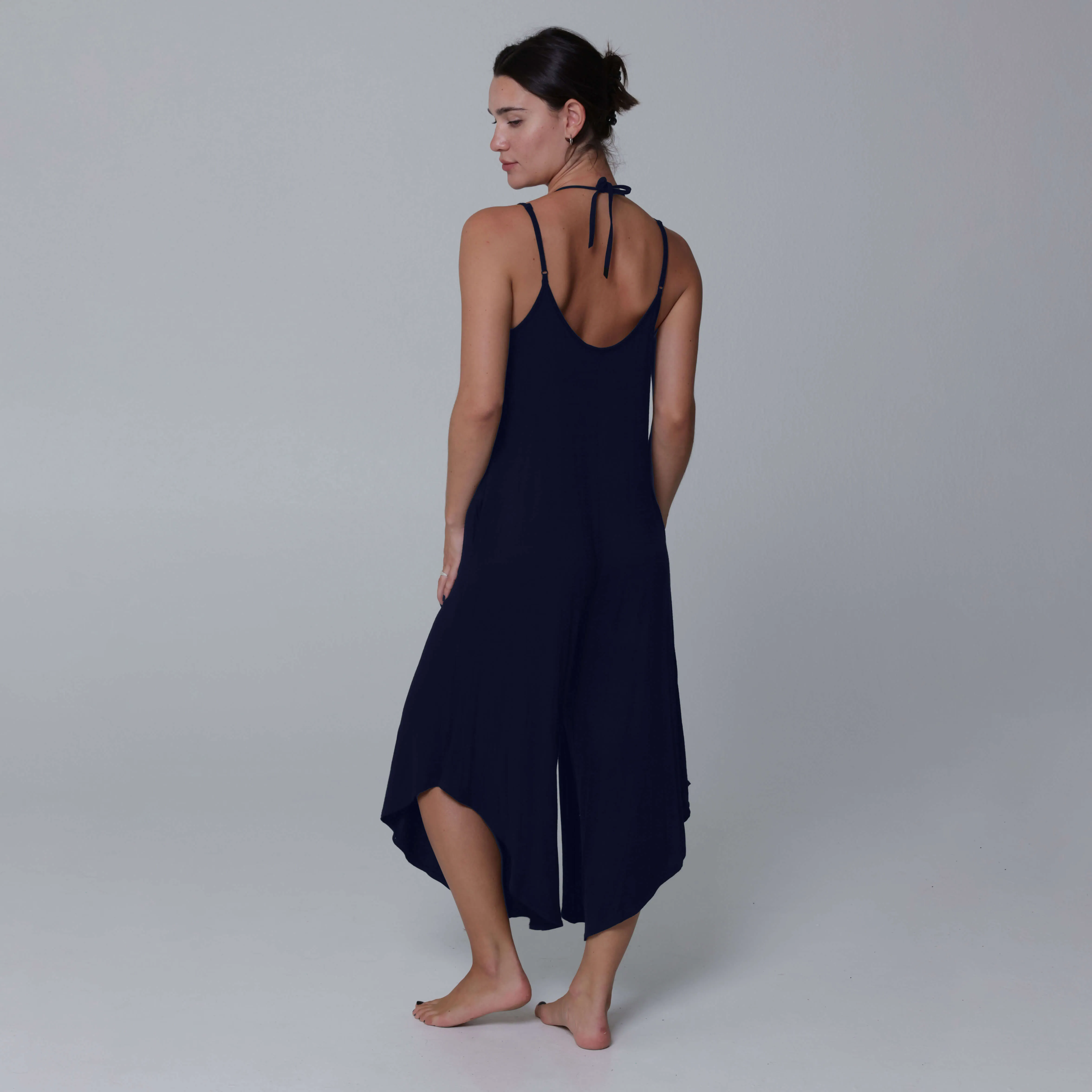 J Valdi Kira Jersey Flowy Jumpsuit Cover Up - Navy