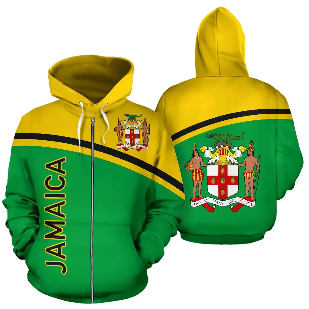 Jamaica All Over Zip-Up Hoodie - Curve Version - Bn04