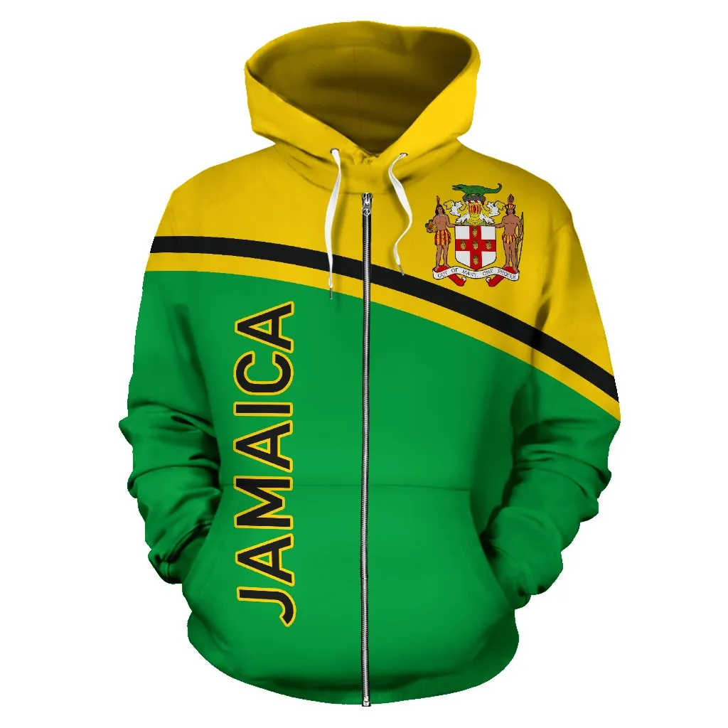 Jamaica All Over Zip-Up Hoodie - Curve Version - Bn04