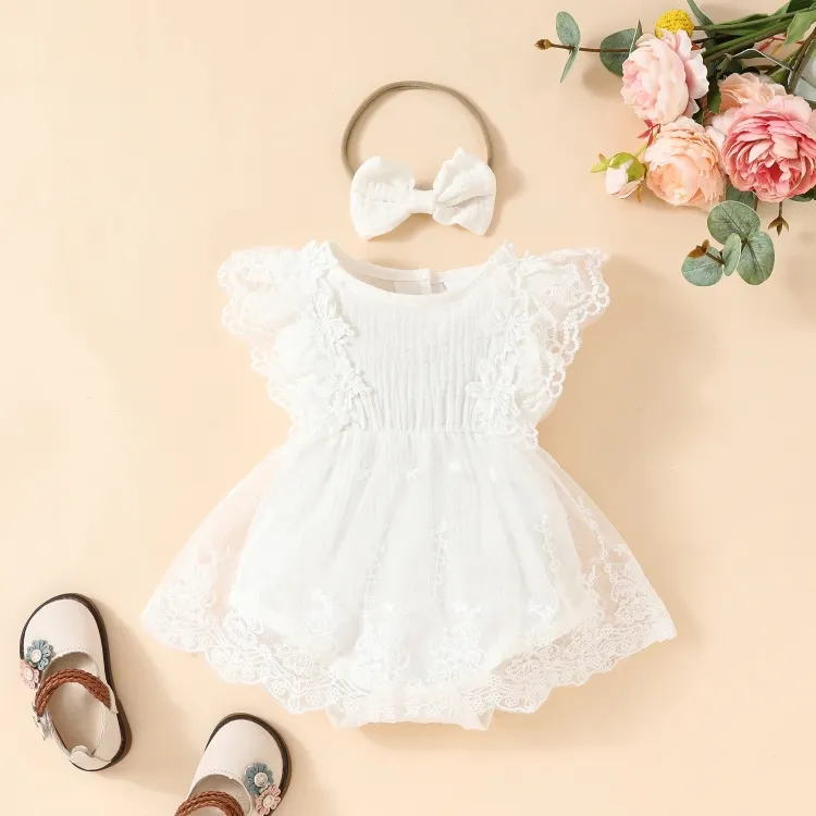 Lace Flower Embroidered Mesh Dress