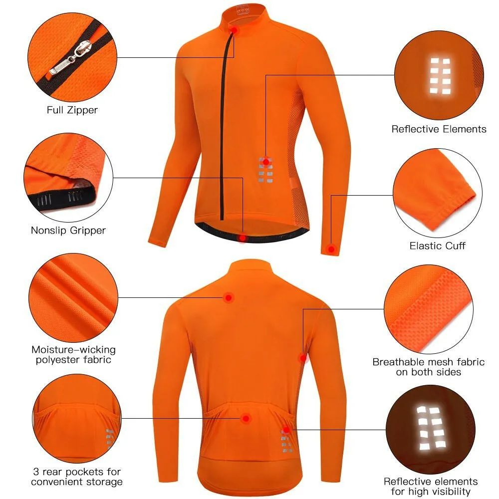 Men Long Sleeve Cycling Jersey Breathable MTB Bicycle Shirt Bike Riding Running Sports Jacket Clothing