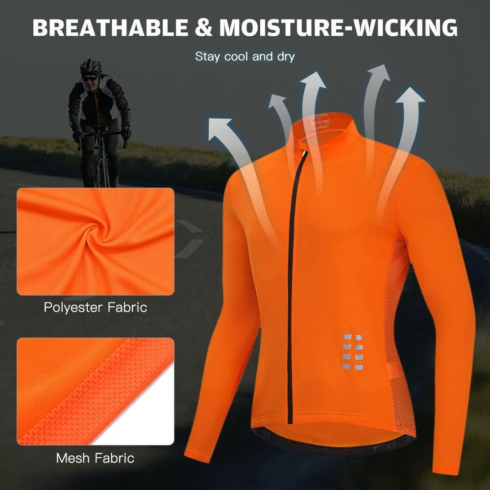 Men Long Sleeve Cycling Jersey Breathable MTB Bicycle Shirt Bike Riding Running Sports Jacket Clothing