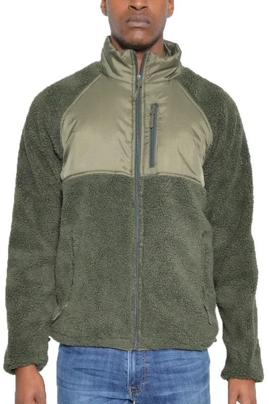 Mens Full Zip Sherpa Fleece Jackets 5 Colors