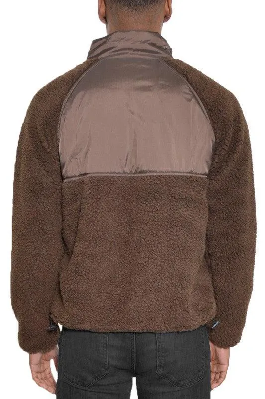 Mens Full Zip Sherpa Fleece Jackets 5 Colors