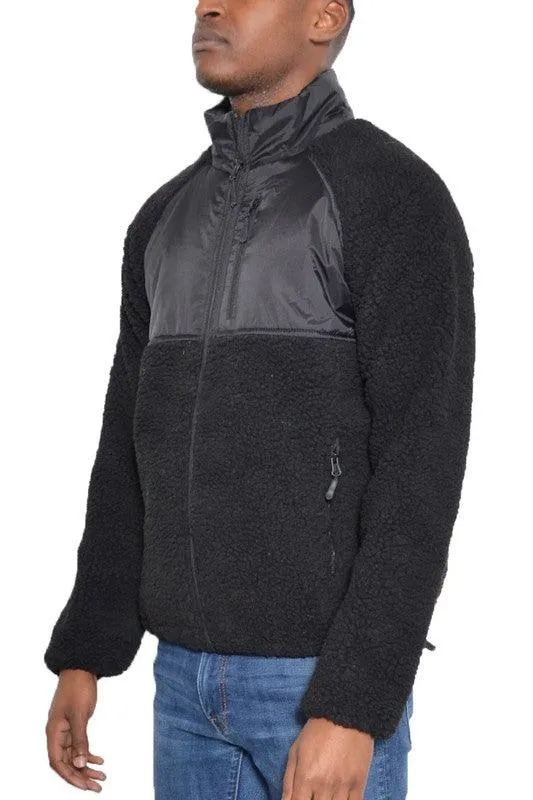 Mens Full Zip Sherpa Fleece Jackets 5 Colors