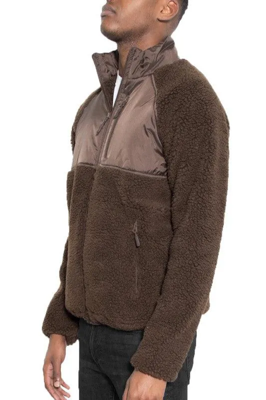 Mens Full Zip Sherpa Fleece Jackets 5 Colors