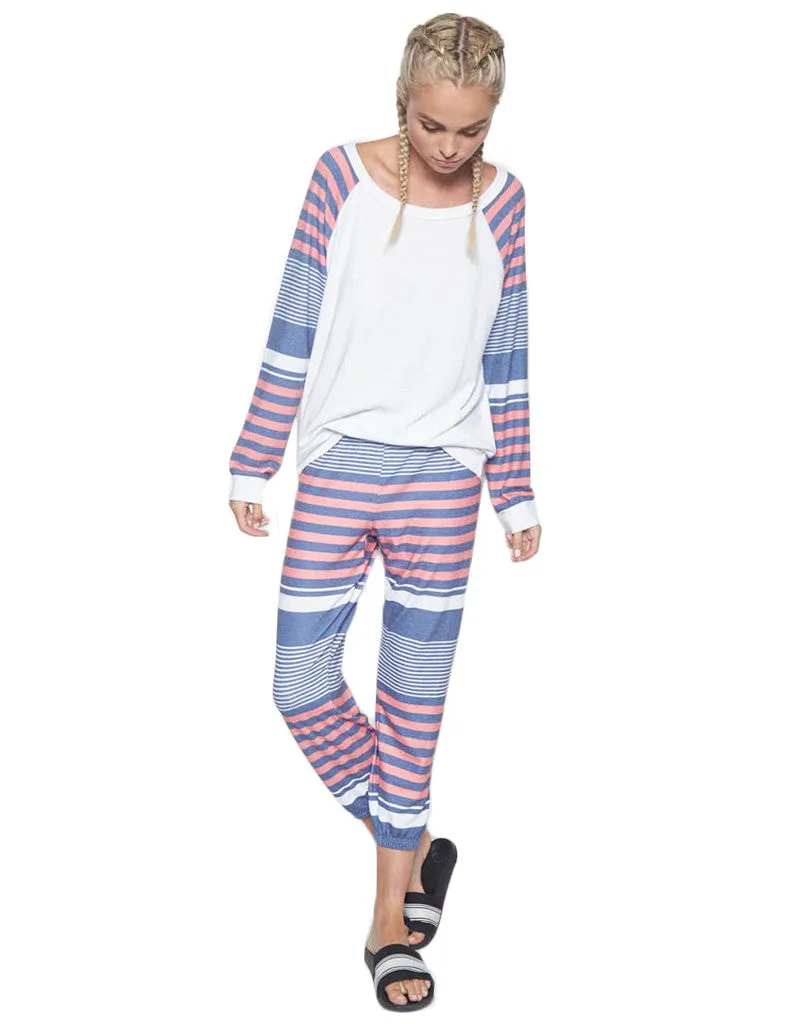 Michael Lauren Tino Raglan Pullover in Waypoint Stripe