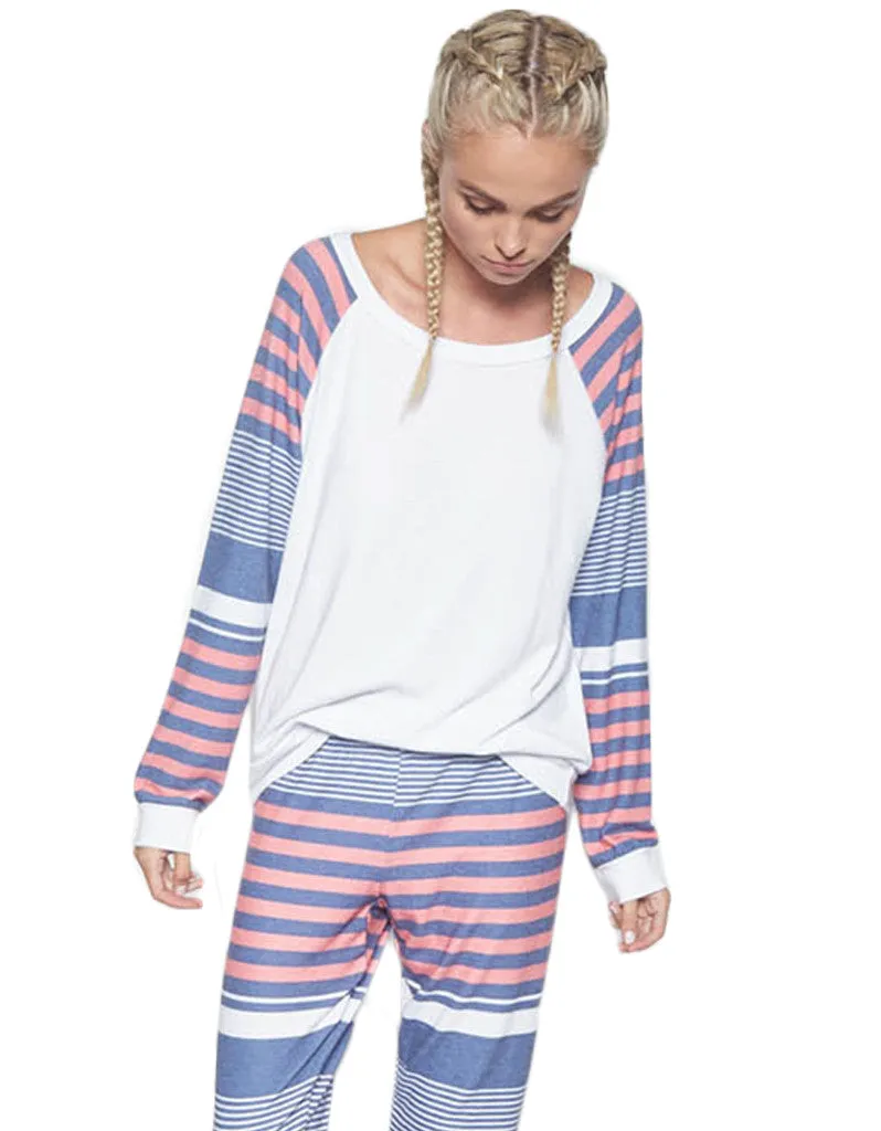 Michael Lauren Tino Raglan Pullover in Waypoint Stripe