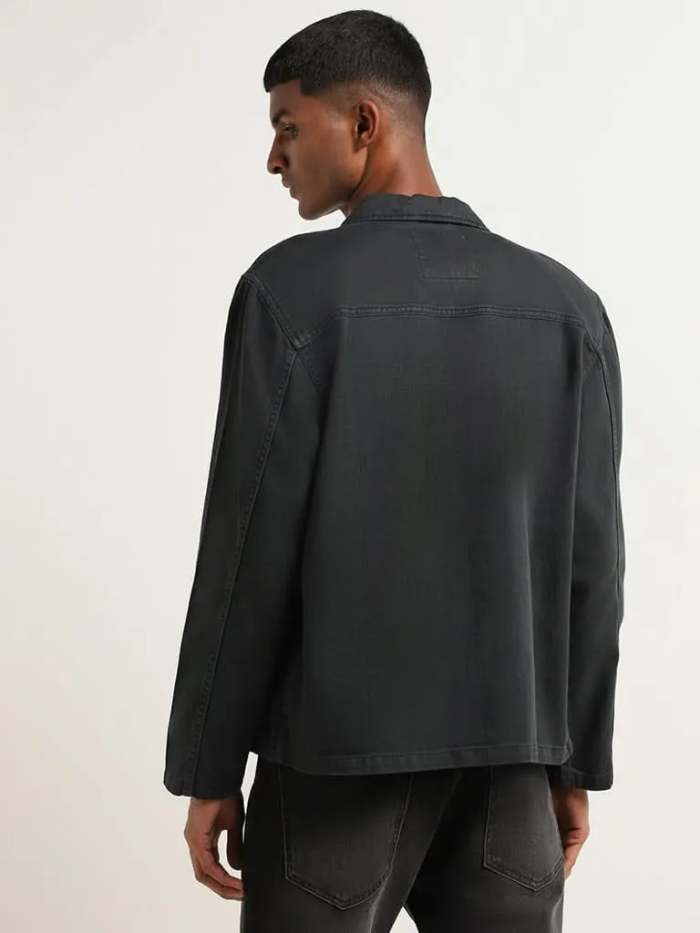 Nuon Black Cotton Relaxed Fit Jacket