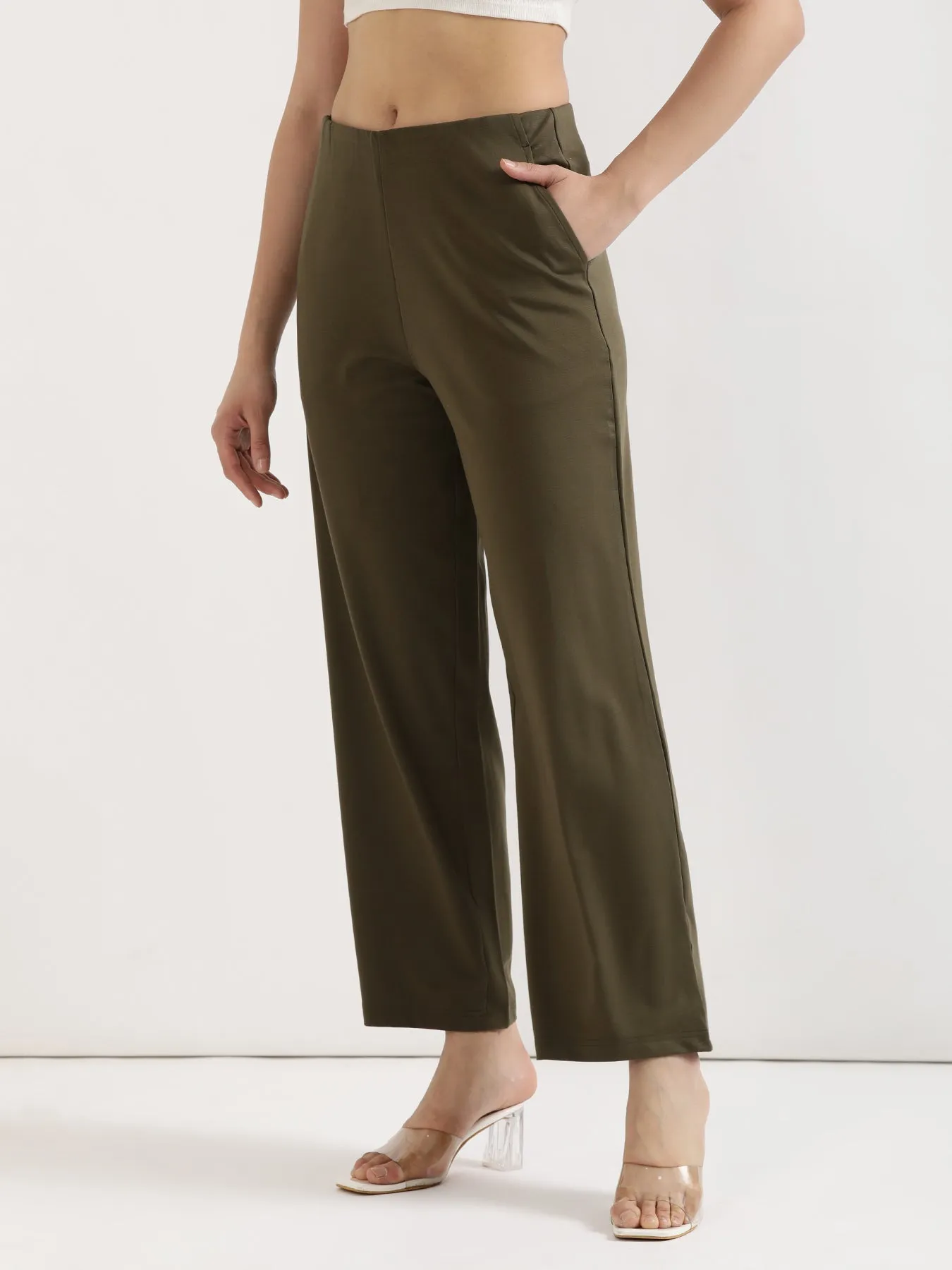 Olive Green Wide Leg Pants