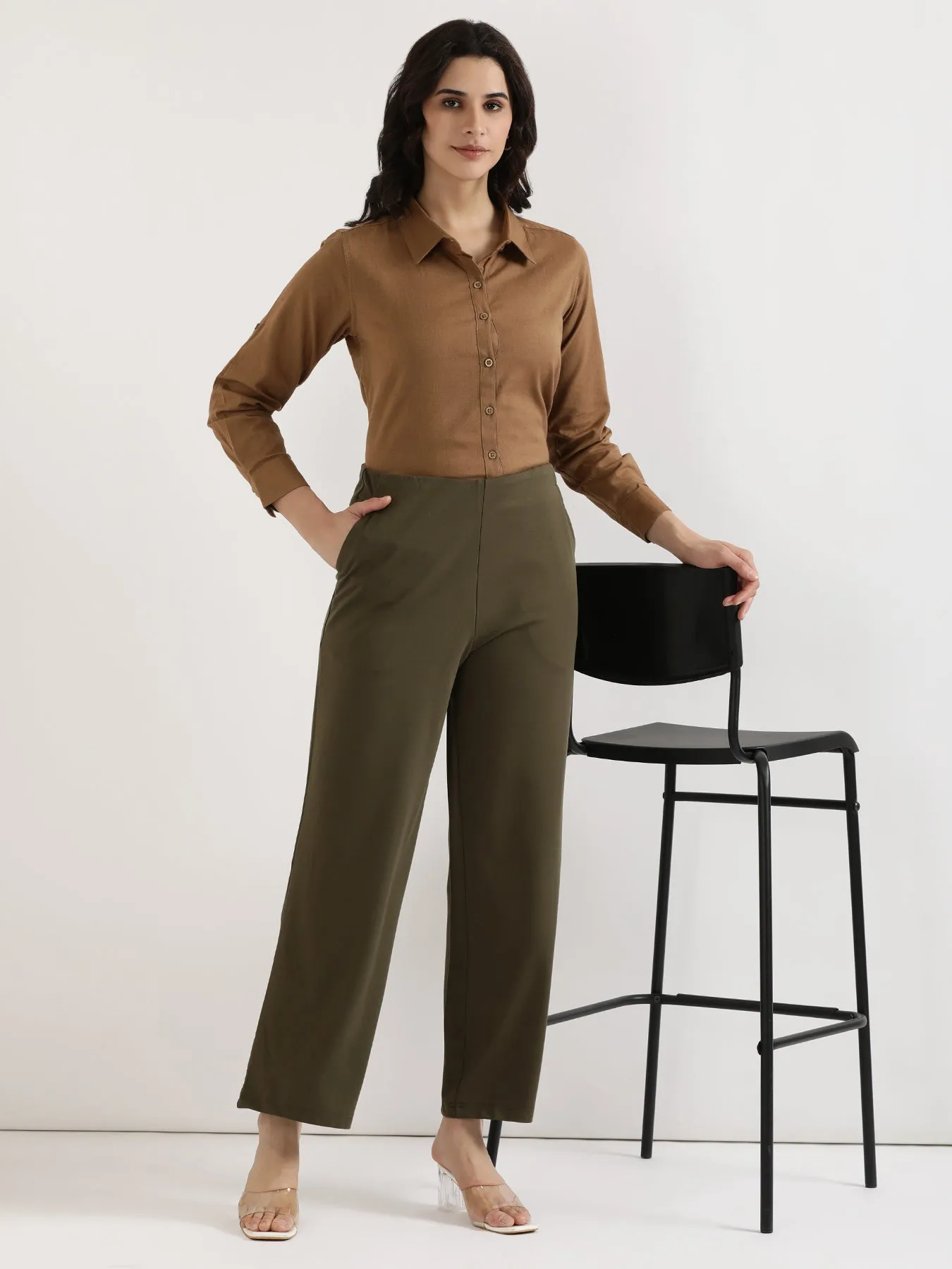 Olive Green Wide Leg Pants