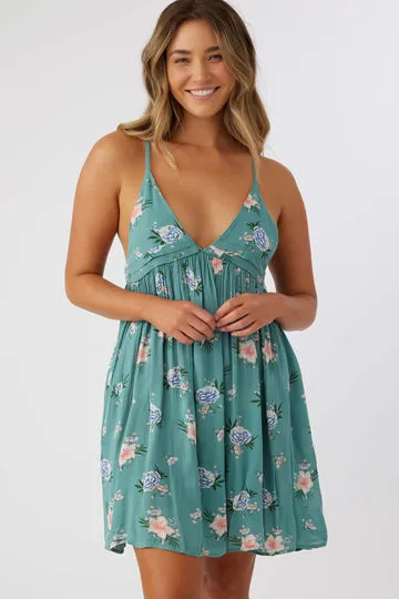 O'Neill Felix Floral Tank Dress-Teal