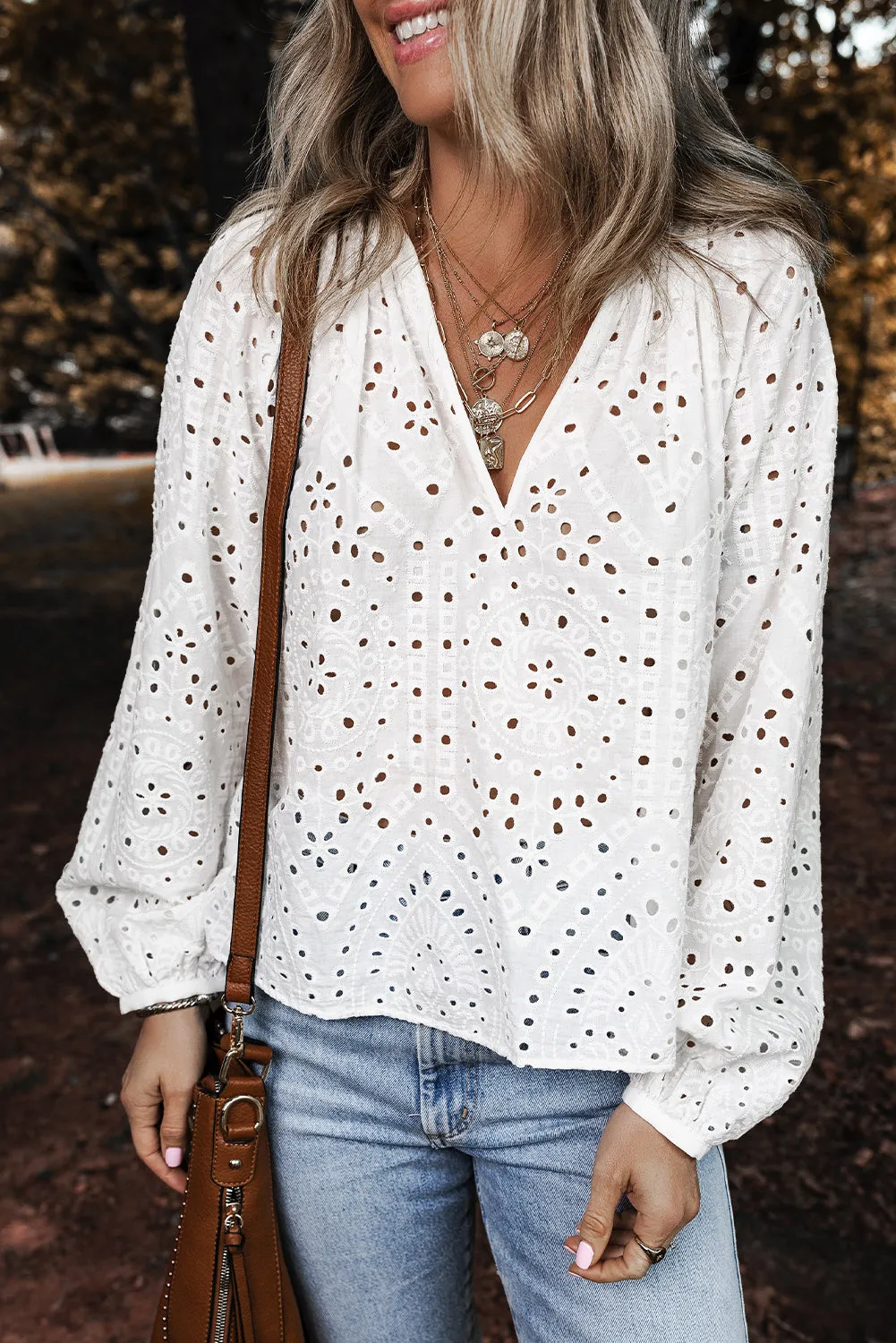 Paige Eyelet Embroidered Puff Sleeve Blouse