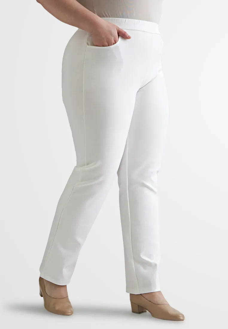 Phillipa SMART Straight Cut Work Pants - White