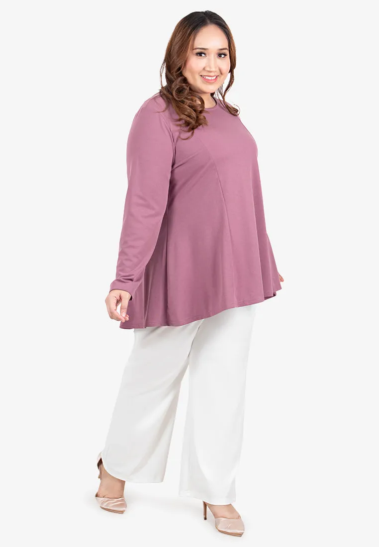 Ribah Demure Flared Top - Yam Purple