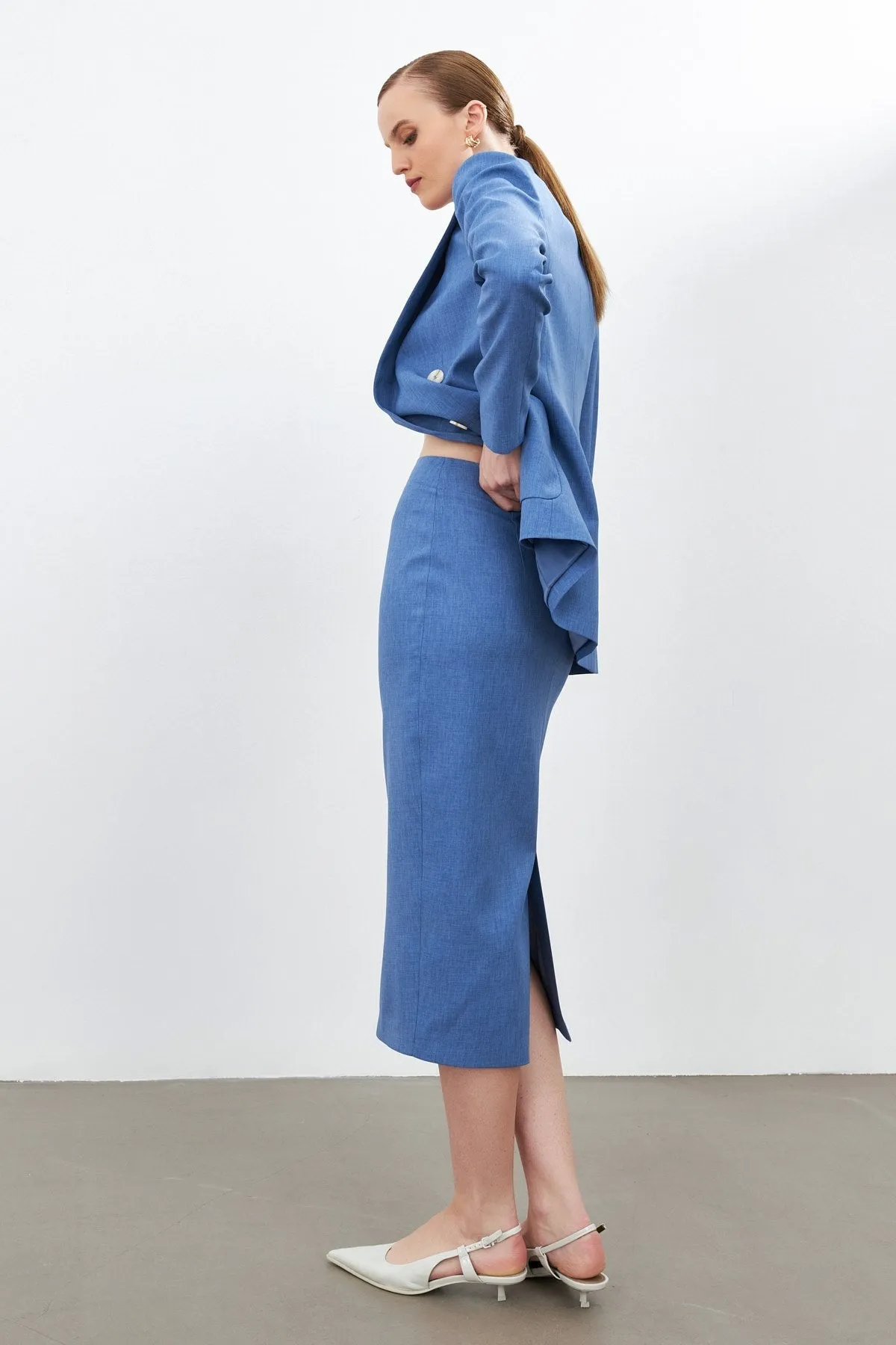 Setre High-Waisted Pencil Skirt Blue